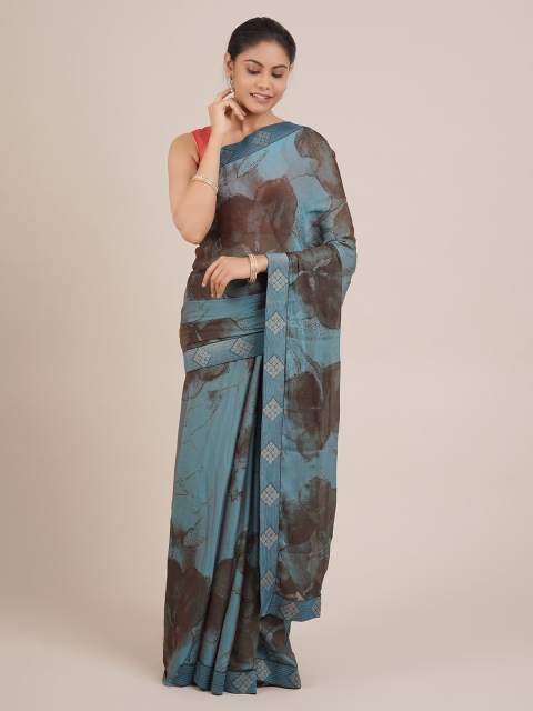 

Pothys Blue & Brown Poly Chiffon Printed Saree