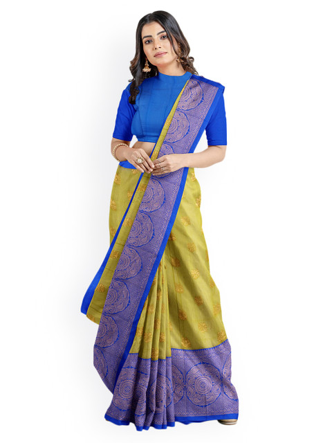 

Kalamandir Green & Blue Silk Blend Woven Design Chanderi Saree