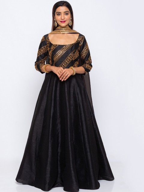 

6Y COLLECTIVE Women Black Sequined Embellished Gown Dress