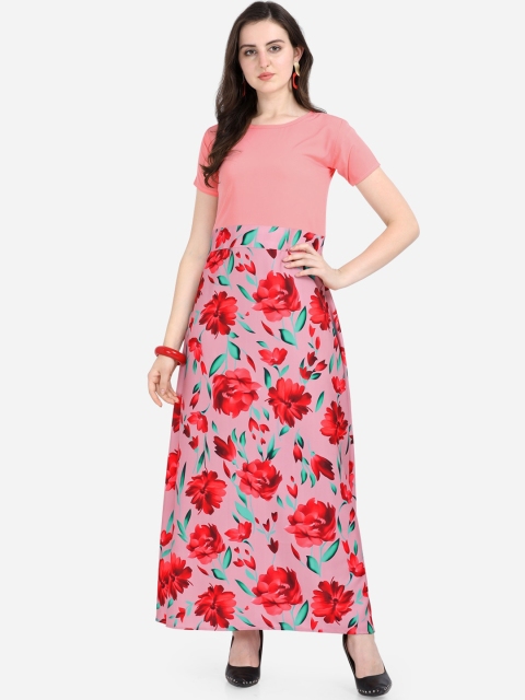 

SAADHVI Women Peach-Coloured Printed Maxi Dress