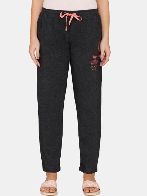 

Zivame Women Black Owl Print Detail Lounge Pants