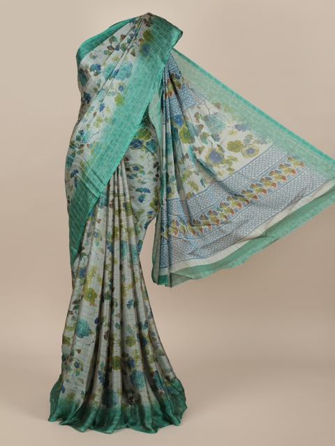 

Pothys Grey & Green Poly Chiffon Printed Saree