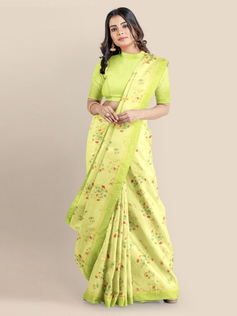

Kalamandir Lime Green Printed Silk Blend Saree