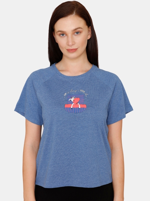 

Zivame Blue Printed Regular Top