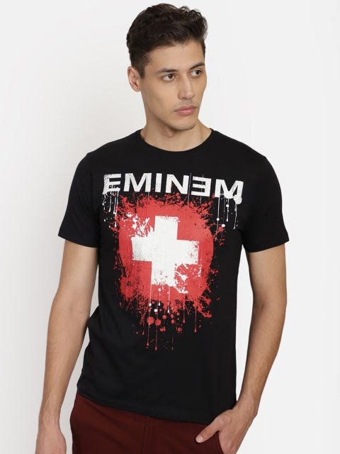 

Free Authority Men Black & Red Eminem Printed Round Neck Cotton T-shirt