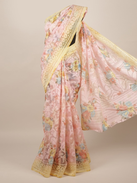 

Pothys Pink & Beige Jute Silk Woven Design Saree