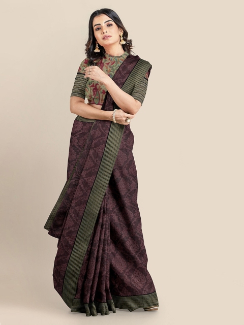 

Kalamandir Burgundy Woven Design Silk Blend Saree