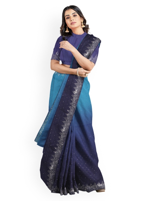 

Kalamandir Blue Dyed Silk Blend Saree
