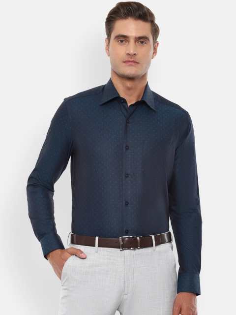 

Louis Philippe Men Navy Blue Regular Fit Self Design Casual Shirt