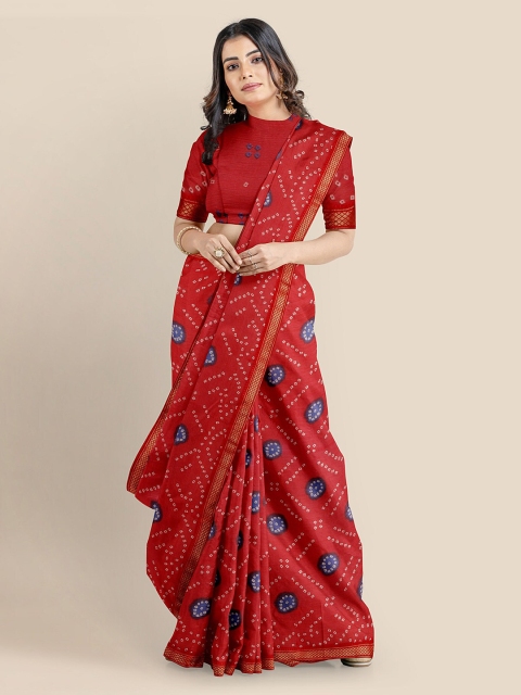 

Kalamandir Red & Black Silk Blend Printed Saree