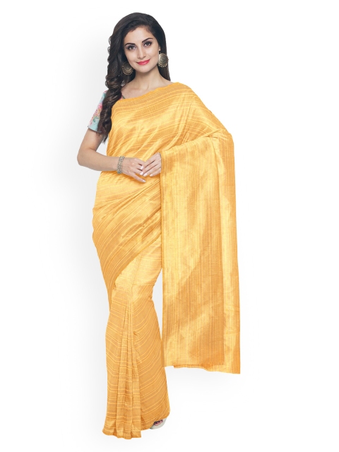 

Kalamandir Yellow Striped Silk Blend Saree