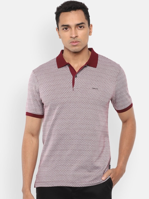 

Van Heusen Men Maroon Printed Polo Collar Pure Cotton T-shirt