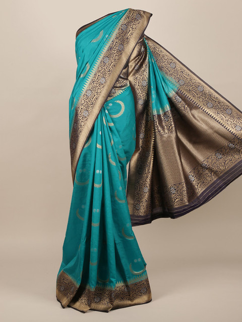 

Pothys Blue Woven Design Jute Silk Saree