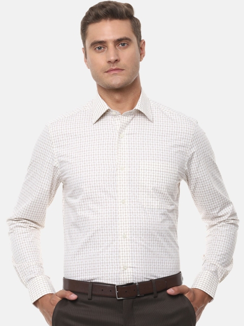 

Louis Philippe Men Cream-Coloured Regular Fit Checked Casual Shirt