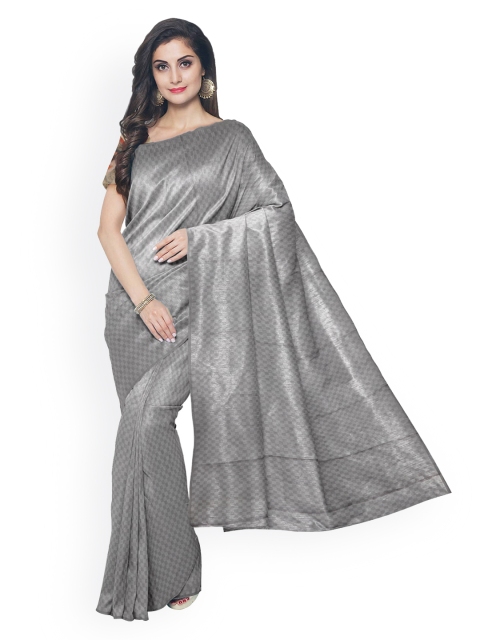 

Kalamandir Grey Checked Silk Blend Saree