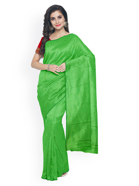 

Kalamandir Green & Gold-Coloured Silk Blend Printed Saree