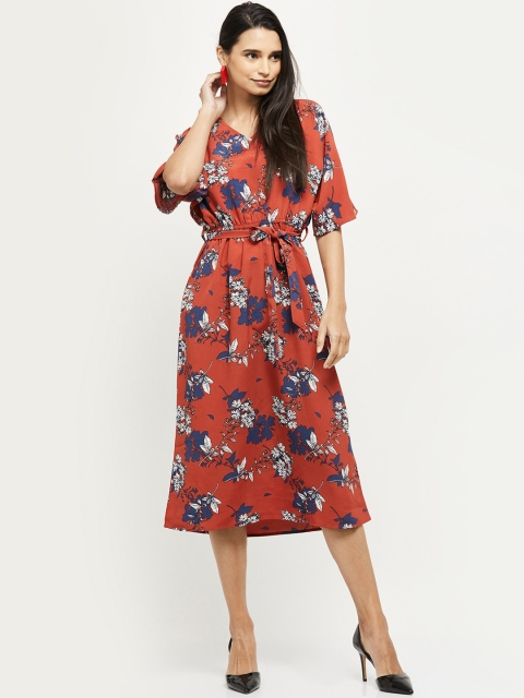 

max Women Red Printed A-Line Dress