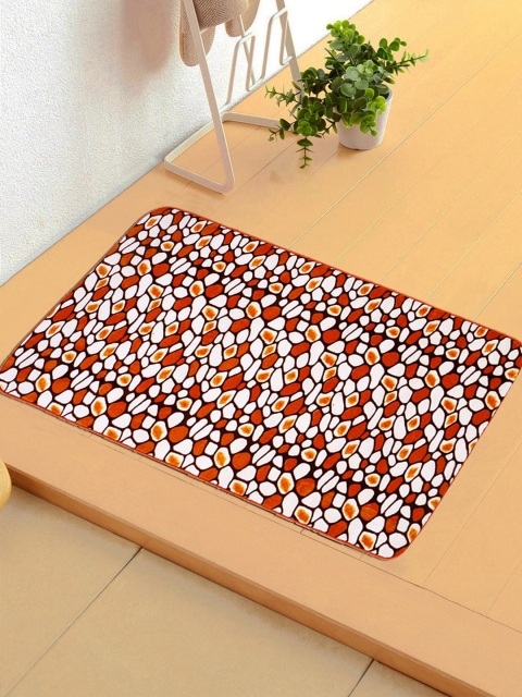 

Status Orange & White Printed Super Soft Minky Fleece Fabric Anti-Skid Doormat