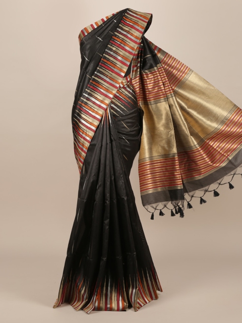 

Pothys Black Woven Design Jute Silk Saree