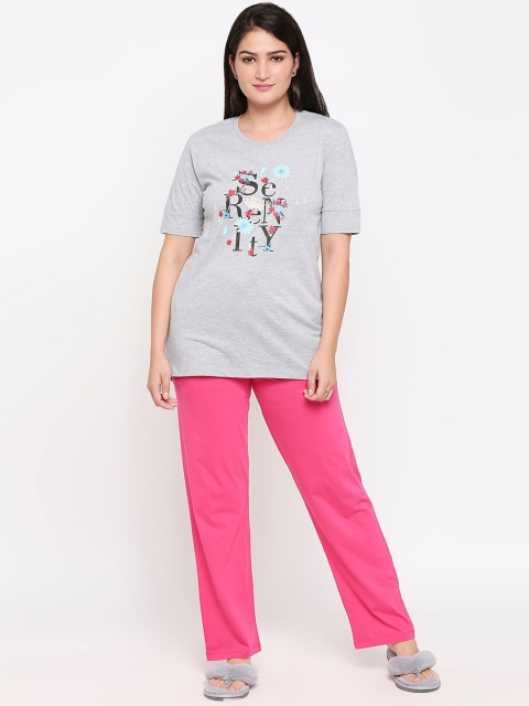 

XIN Women Grey & Pink Printed Night Suit ONO1157