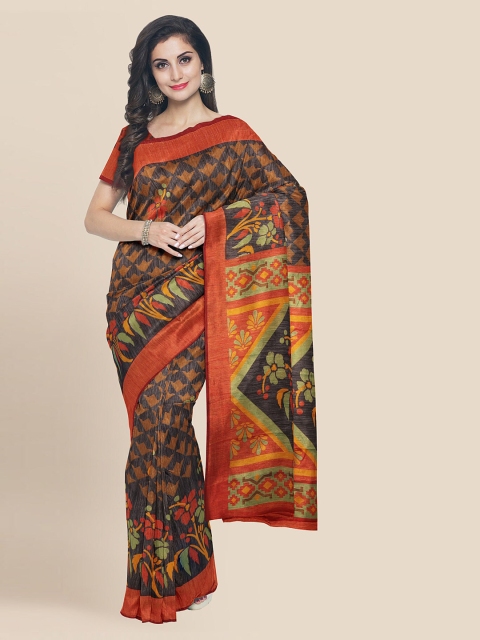 

Kalamandir Black & Red Silk Blend Woven Design Banarasi Saree