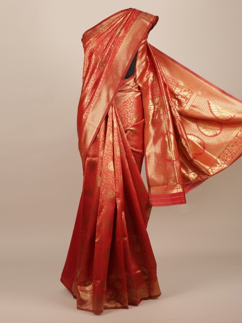 

Pothys Red Woven Design Jute Silk Saree