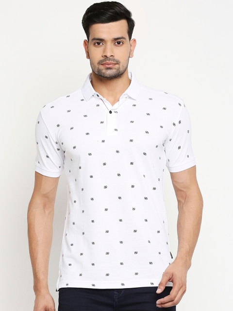 

Mufti Men White Printed Polo Collar T-shirt