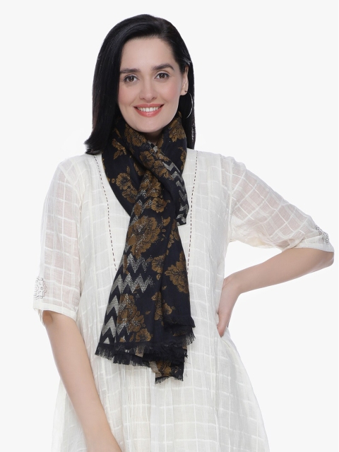 

Scarves & Glitters Women Black & Grey Woven Design Stole