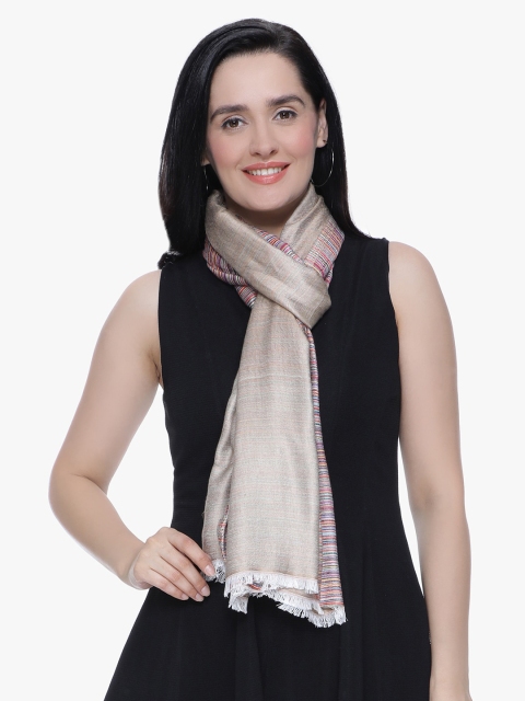 

Scarves & Glitters Women Beige & Green Striped Stole