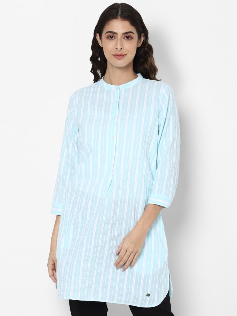 

Allen Solly Woman Blue & White Striped Cotton Tunic