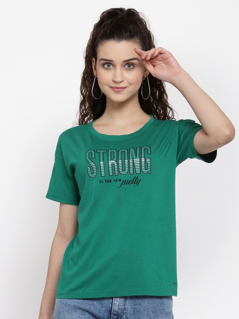 

Pepe Jeans Women Green Printed Round Neck T-shirt