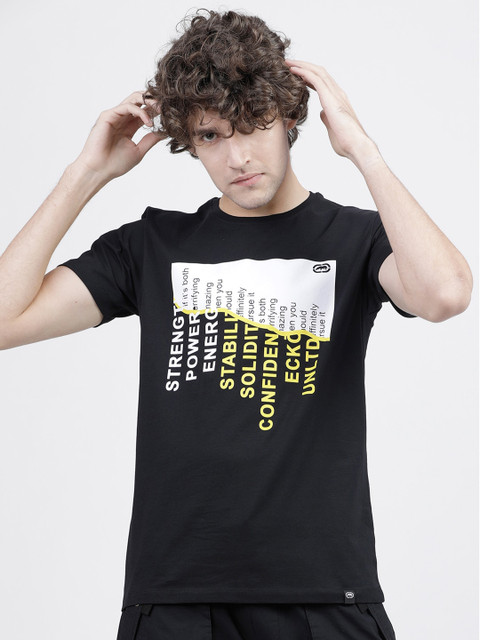 

Ecko Unltd Men Black Printed Round Neck T-shirt