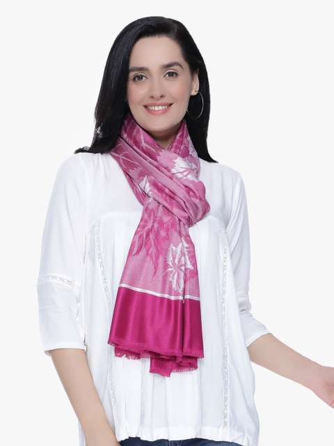 

Scarves & Glitters Women Pink & White Woven Design Stole