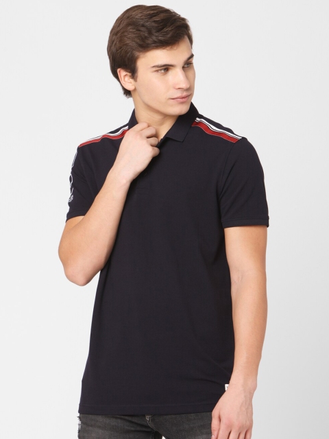 

SPYKAR Men Blue Solid Polo Collar Cotton T-shirt