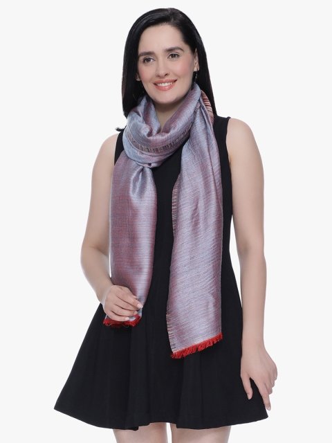 

Scarves & Glitters Women Red & Blue Striped Stole