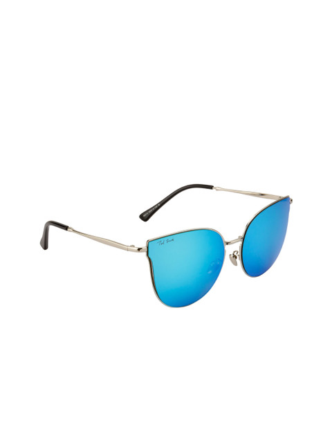 

Ted Smith Women Blue & Silver-Toned Cateye UV Protected Sunglasses TS-N86010/S_SIL/BLU