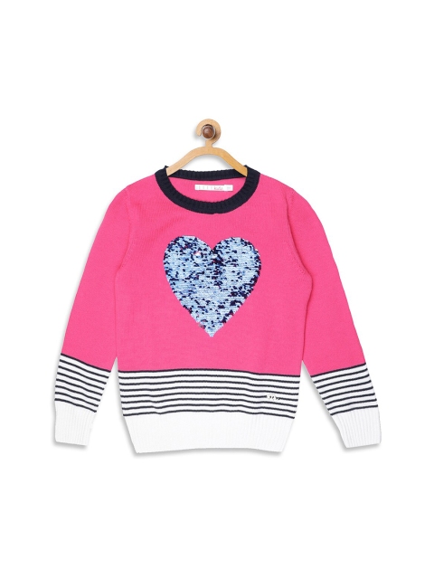 

ELLE Girls Pink Striped Pullover Sweater