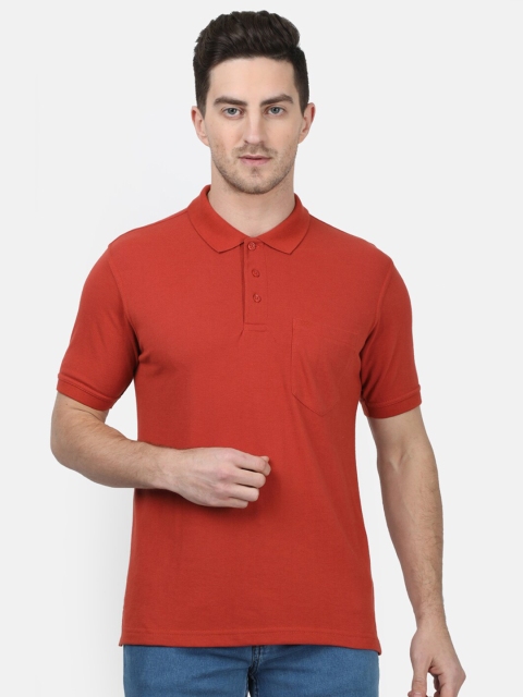 

Monte Carlo Men Orange Solid Polo Collar T-shirt