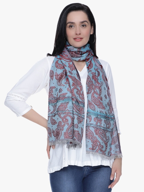

Scarves & Glitters Women Red & Blue Woven Design Stole