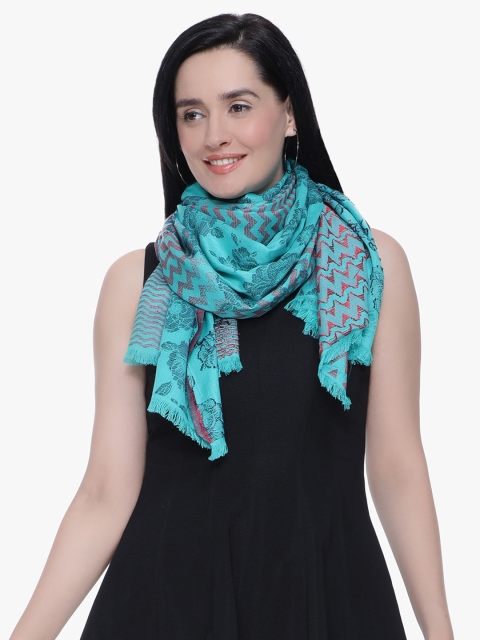 

Scarves & Glitters Women Blue & Red Woven Design Stole