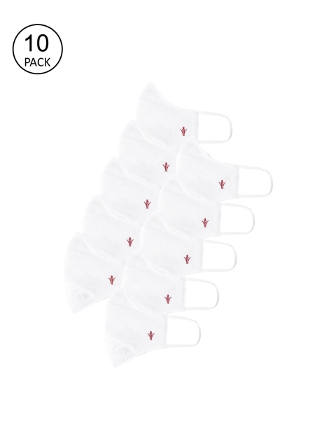 

RAMRAJ COTTON Unisex Pack Of 10 White Solid 2-Ply Reusable Cloth Masks