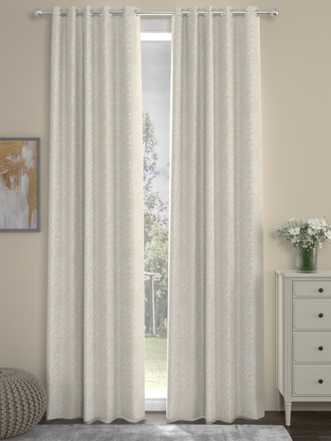

ROSARA HOME Cream-Coloured Set of 2 Door Chevron Curtains