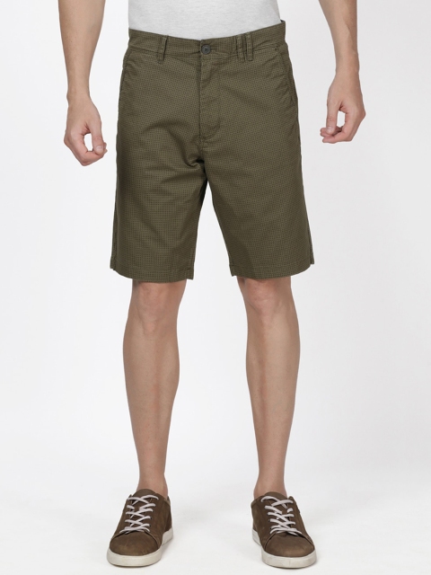 

t-base Men Olive Green Solid Slim Fit Regular Shorts