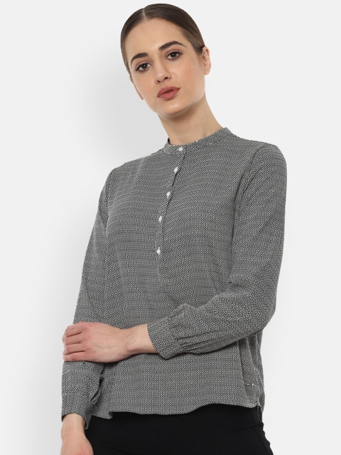 

Van Heusen Woman Grey Regular Fit Striped Casual Shirt