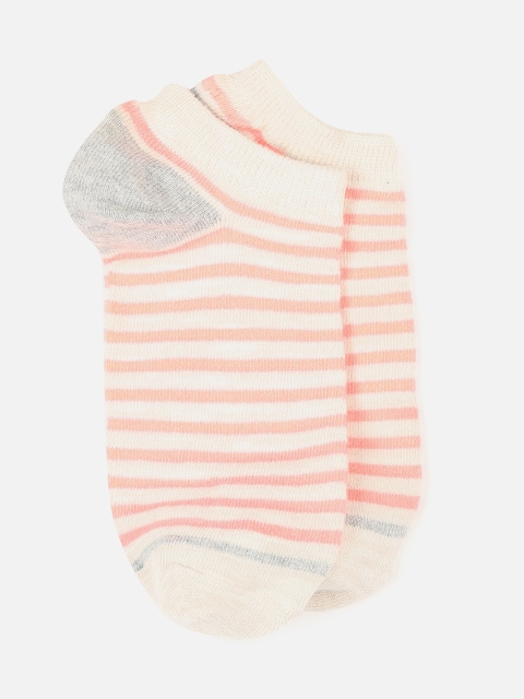 

GAP Women Off White Sporty Striped Ankle Length Socks