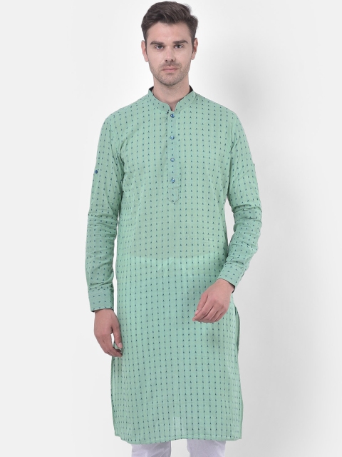 

LAMAAYA Men Green Geometric Printed Kurta