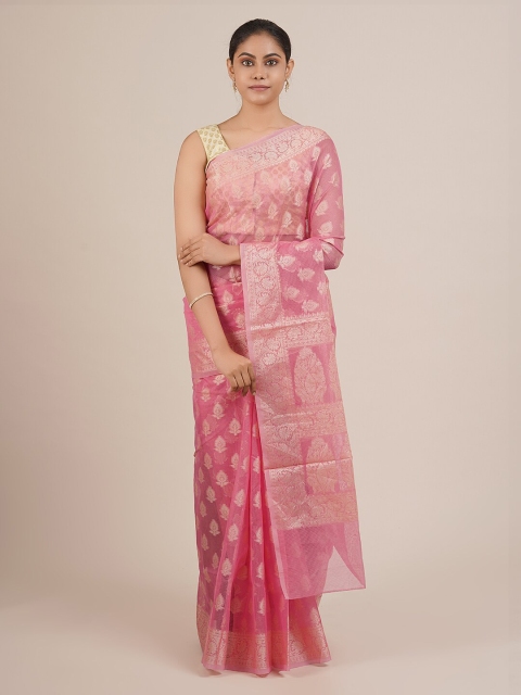 

Pothys Pink Woven Design Supernet Cotton Saree