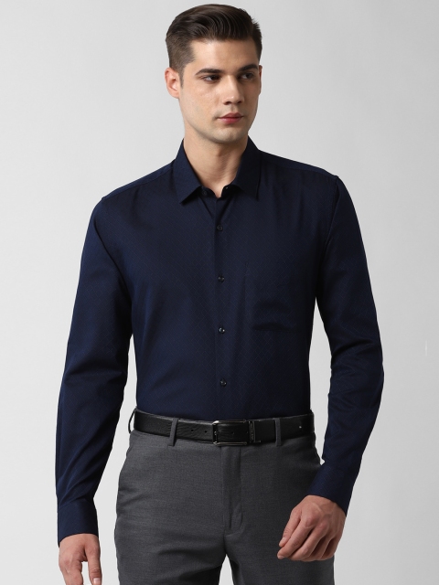 

Peter England Men Navy Blue Slim Fit Solid Casual Shirt