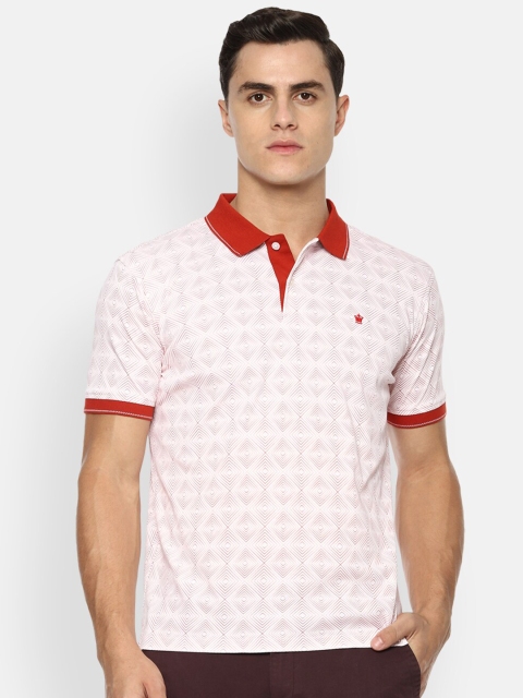 

Louis Philippe Men White & Red Printed Polo Collar T-shirt
