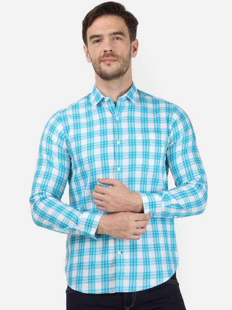 

Monte Carlo Men Blue & White Regular Fit Checked Casual Shirt